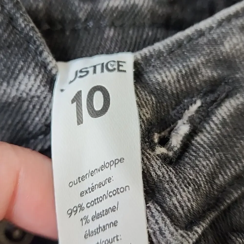 Justice Black/Gray Animal Print Denim Skirt, NWT